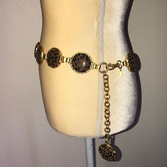 Vintage 80s Chain Faux Leopard Women Belt main image 13